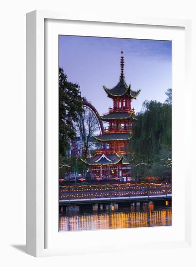 Denmark, Zealand, Copenhagen, Tivoli Gardens Amuseument Park, Chinese pavillion-Walter Bibikw-Framed Photographic Print