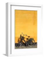 Denmark, Zealand, Copenhagen, Yellow Building Detail with Bicycle-Walter Bibikow-Framed Photographic Print