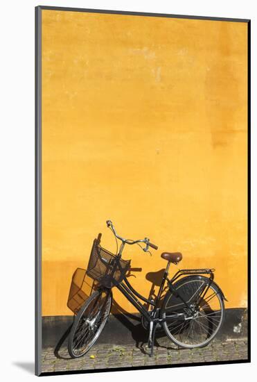 Denmark, Zealand, Copenhagen, Yellow Building Detail with Bicycle-Walter Bibikow-Mounted Photographic Print