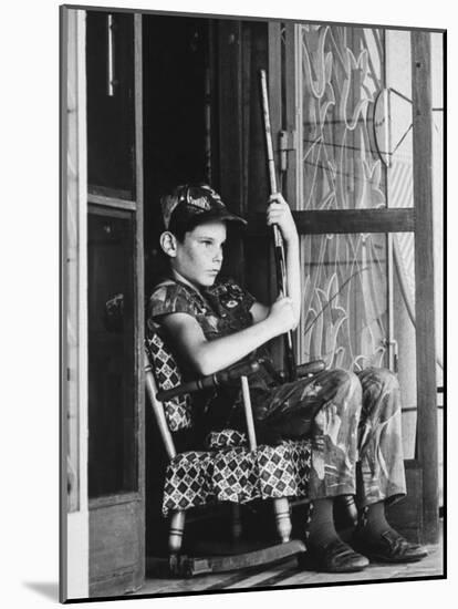 Dennis Driscoll, Son of Lt. Colonel Arthur Driscoll at front door After Viet Cong Bombings-Larry Burrows-Mounted Photographic Print