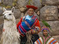 Girl in Native Dress with Baby Alpaca, Sacsayhuaman Inca Ruins, Cusco, Peru-Dennis Kirkland-Photographic Print