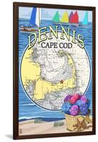 Dennis, Massachusetts Montage-Lantern Press-Framed Art Print