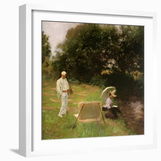 Dennis Miller Bunker Painting at Calcot, 1888-John Singer Sargent-Framed Giclee Print