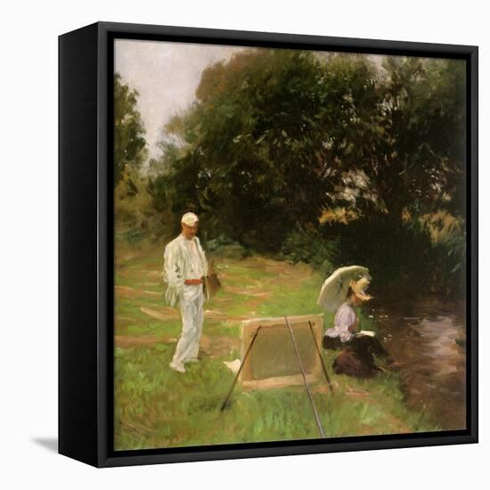 Dennis Miller Bunker Painting at Calcot, 1888-John Singer Sargent-Framed Stretched Canvas