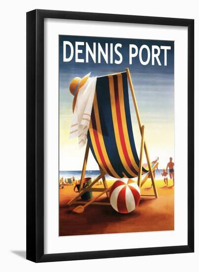 Dennis Port, Massachusetts - Beach Chair and Ball-Lantern Press-Framed Art Print