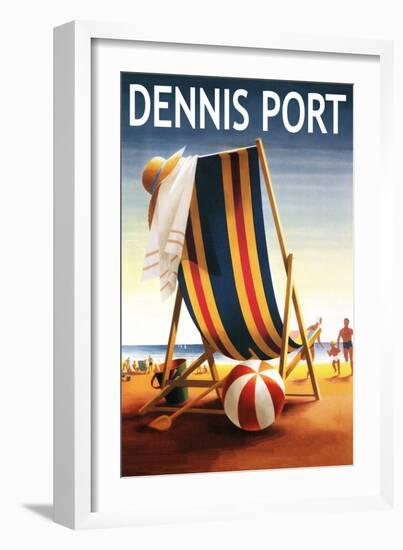 Dennis Port, Massachusetts - Beach Chair and Ball-Lantern Press-Framed Art Print