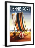 Dennis Port, Massachusetts - Beach Chair and Ball-Lantern Press-Framed Art Print