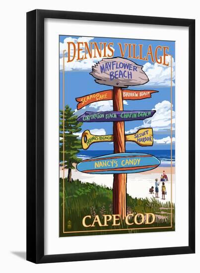 Dennis Village, Cape Cod, Massachusetts - Sign Destinations #2-Lantern Press-Framed Art Print