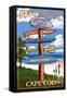 Dennis Village, Cape Cod, Massachusetts - Sign Destinations #2-Lantern Press-Framed Stretched Canvas