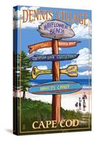 Dennis Village, Cape Cod, Massachusetts - Sign Destinations #2-Lantern Press-Stretched Canvas