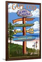 Dennis Village, Cape Cod, Massachusetts - Sign Destinations-Lantern Press-Framed Art Print