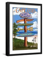 Dennis Village, Cape Cod, Massachusetts - Sign Destinations-Lantern Press-Framed Art Print