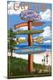 Dennis Village, Cape Cod, Massachusetts - Sign Destinations-Lantern Press-Mounted Art Print