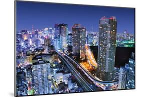 Dense Buildings In Minato-Ku, Tokyo Japan With Tokyo Sky Tree Visible On The Horizon-null-Mounted Poster