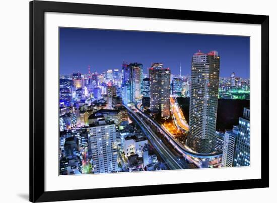 Dense Buildings In Minato-Ku, Tokyo Japan With Tokyo Sky Tree Visible On The Horizon-SeanPavonePhoto-Framed Photographic Print