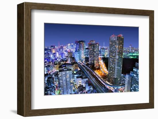 Dense Buildings In Minato-Ku, Tokyo Japan With Tokyo Sky Tree Visible On The Horizon-SeanPavonePhoto-Framed Photographic Print