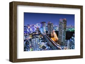 Dense Buildings In Minato-Ku, Tokyo Japan With Tokyo Sky Tree Visible On The Horizon-SeanPavonePhoto-Framed Photographic Print