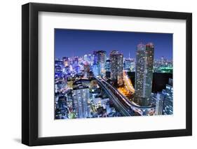 Dense Buildings In Minato-Ku, Tokyo Japan With Tokyo Sky Tree Visible On The Horizon-SeanPavonePhoto-Framed Photographic Print