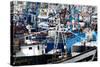 Densely Crowded Fishing Boats Moored in Tangier Fishing Harbour, Tangier, Morocco-Mick Baines & Maren Reichelt-Stretched Canvas