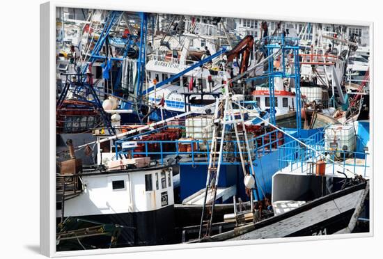 Densely Crowded Fishing Boats Moored in Tangier Fishing Harbour, Tangier, Morocco-Mick Baines & Maren Reichelt-Framed Photographic Print