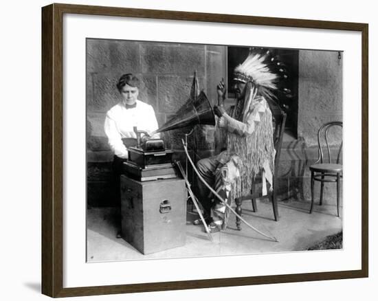 Densmore Recording Mountain Chief, 1916-Science Source-Framed Giclee Print