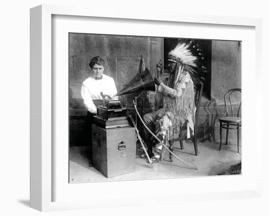 Densmore Recording Mountain Chief, 1916-Science Source-Framed Giclee Print