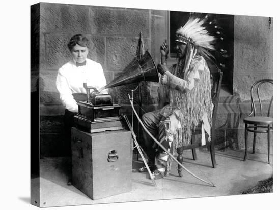 Densmore Recording Mountain Chief, 1916-Science Source-Stretched Canvas