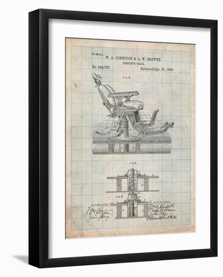 Dentists Chair Patent 1886-Cole Borders-Framed Art Print