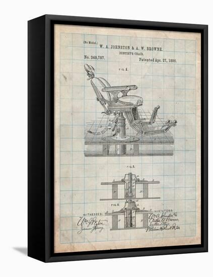 Dentists Chair Patent 1886-Cole Borders-Framed Stretched Canvas