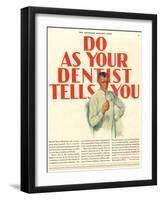 Dentists Lavoris Do As Your Dentist Tells You, USA, 1920-null-Framed Premium Giclee Print