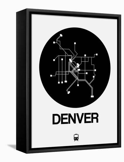 Denver Black Subway Map-NaxArt-Framed Stretched Canvas