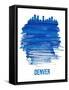 Denver Brush Stroke Skyline - Blue-NaxArt-Framed Stretched Canvas
