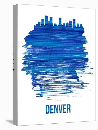 Denver Brush Stroke Skyline - Blue-NaxArt-Stretched Canvas