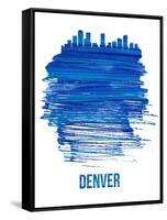 Denver Brush Stroke Skyline - Blue-NaxArt-Framed Stretched Canvas