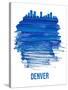 Denver Brush Stroke Skyline - Blue-NaxArt-Stretched Canvas