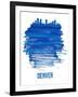 Denver Brush Stroke Skyline - Blue-NaxArt-Framed Art Print