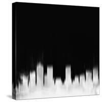 Denver City Skyline - White-NaxArt-Stretched Canvas