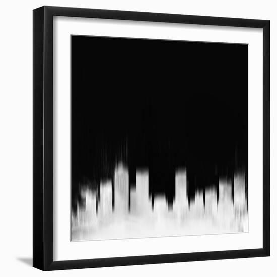 Denver City Skyline - White-NaxArt-Framed Art Print