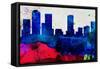 Denver City Skyline-NaxArt-Framed Stretched Canvas