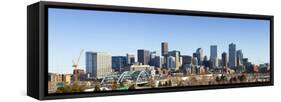 Denver Colorado City Skyline from West Side of Town. Snow Covered Ground Winter.-Ambient Ideas-Framed Stretched Canvas