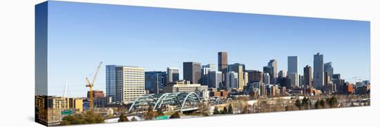 Denver Colorado City Skyline from West Side of Town. Snow Covered Ground Winter.-Ambient Ideas-Stretched Canvas