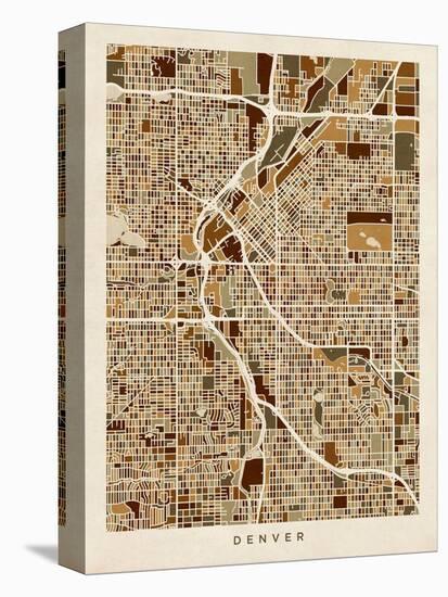 Denver Colorado City Street Map-Michael Tompsett-Stretched Canvas