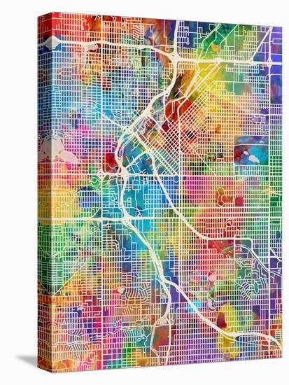 Denver Colorado City Street Map-Michael Tompsett-Stretched Canvas