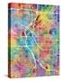 Denver Colorado City Street Map-Michael Tompsett-Stretched Canvas