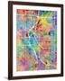 Denver Colorado City Street Map-Michael Tompsett-Framed Art Print