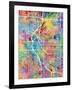 Denver Colorado City Street Map-Michael Tompsett-Framed Art Print