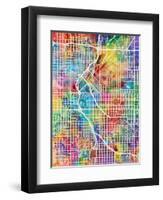 Denver Colorado City Street Map-Michael Tompsett-Framed Art Print