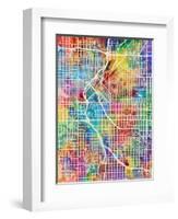 Denver Colorado City Street Map-Michael Tompsett-Framed Art Print