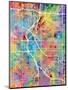 Denver Colorado City Street Map-Michael Tompsett-Mounted Art Print