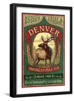 Denver, Colorado - Elk Head Pale Ale Vintage Sign-Lantern Press-Framed Art Print
